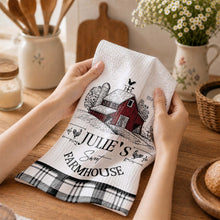 Sweet Farmhouse Custom Name Barn And Rooster Design - Personalized Kitchen Towel - FARM082_TOWL