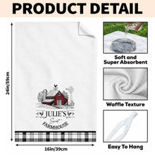 Sweet Farmhouse Custom Name Barn And Rooster Design - Personalized Kitchen Towel - FARM082_TOWL
