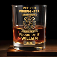 Retired Firefighter Courage Fire Honor Rescue Badge - Personalized Custom Whiskey Glass - FIF046_RWG