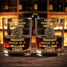 Retired Firefighter Courage Fire Honor Rescue Badge - Personalized Custom Whiskey Glass - FIF046_RWG