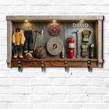 Celebrate Your Personal Hero, Firefighter Gear, Badge, and Extinguisher - Personalized Key Holder - FIF049_KHO