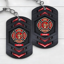 Fire Rescue Courage Honor With Firefighter Badge And Maltese Cross - Personalized Stainless Steel Keychain - FIF057_KCX