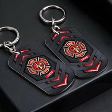 Fire Rescue Courage Honor With Firefighter Badge And Maltese Cross - Personalized Stainless Steel Keychain - FIF057_KCX