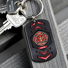 Fire Rescue Courage Honor With Firefighter Badge And Maltese Cross - Personalized Stainless Steel Keychain - FIF057_KCX