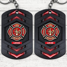 Fire Rescue Courage Honor With Firefighter Badge And Maltese Cross - Personalized Stainless Steel Keychain - FIF057_KCX