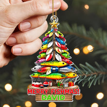 Merry Fishmas Christmas Tree Made Of Fishing Lures And Gear - Personalized Custom Acrylic Ornament, Christmas Gift - FISH063_ACO