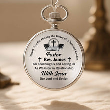 Thank You For Having The Heart Of A Servant Leader, Book And Cross - Personalized Silver Plated Pocket Watch - FTH040_SWATCH