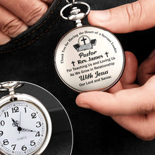 Thank You For Having The Heart Of A Servant Leader, Book And Cross - Personalized Silver Plated Pocket Watch - FTH040_SWATCH
