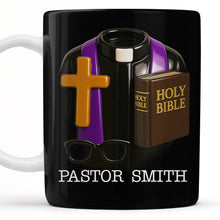Pastor, Cross, Glasses and Holy Bible - Personalized Custom Coffee Mug - FTH054_MG