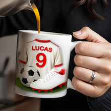 Celebrate Your Passion For Soccer With This Vibrant Soccer Jersey, Soccer Ball, And Soccer Cleats - Personalized Custom Coffee Mug - FTN007_MG
