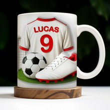 Celebrate Your Passion For Soccer With This Vibrant Soccer Jersey, Soccer Ball, And Soccer Cleats - Personalized Custom Coffee Mug - FTN007_MG