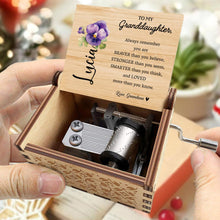 Braver, Stronger, Smarter, Loved, Inspiring Message For Granddaughter - Custom Music Box With "You Are My Sunshine" Tune - GDT002_MZB