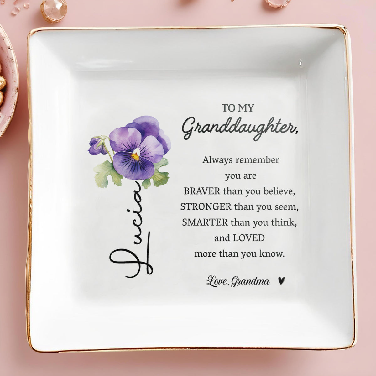 Always Remember You Are Braver Than You Believe - Personalized Custom Jewelry Dish - GDT002_SCRD