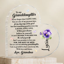 Love And Life Promises To Granddaughter With Butterflies And Flowers - Personalized Heart Shaped Acrylic Plaque - GDT123_HAP