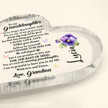 Love And Life Promises To Granddaughter With Butterflies And Flowers - Personalized Heart Shaped Acrylic Plaque - GDT123_HAP