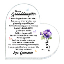 Love And Life Promises To Granddaughter With Butterflies And Flowers - Personalized Heart Shaped Acrylic Plaque - GDT123_HAP