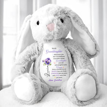 To My Granddaughter, Whenever you feel overwhelmed remember whose Granddaughter you are, Stuffed Bunny and Flowers - Personalized Stuffed Bunny - GDT223_BUN