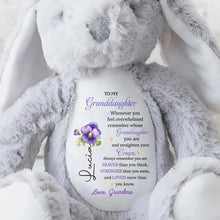 To My Granddaughter, Whenever you feel overwhelmed remember whose Granddaughter you are, Stuffed Bunny and Flowers - Personalized Stuffed Bunny - GDT223_BUN