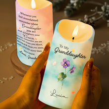 To My Granddaughter Crown And Flowers Quote - Personalized Custom LED Candle - GDT223_LECA