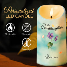 To My Granddaughter Crown And Flowers Quote - Personalized Custom LED Candle - GDT223_LECA