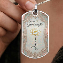 To My Granddaughter Once Upon A Time Flower And Butterfly - Personalized Custom Dog Tag Necklace - GDT557_DTNECK