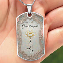 To My Granddaughter Once Upon A Time Flower And Butterfly - Personalized Custom Dog Tag Necklace - GDT557_DTNECK