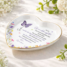 To My Granddaughter On Your Wedding Day Butterfly And Wildflowers Ceramic Dish - Personalized Custom Jewelry Dish, Ceramic Dish, Heart Shape - GDT815_HCRF