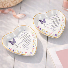 To My Granddaughter On Your Wedding Day Butterfly And Wildflowers Ceramic Dish - Personalized Custom Jewelry Dish, Ceramic Dish, Heart Shape - GDT815_HCRF