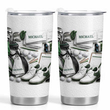 Golf Enthusiast Personalized Tumbler Featuring Clubs and Balls - Personalized Custom Stainless Steel Tumbler 20oz 30oz - GOLF012_TB