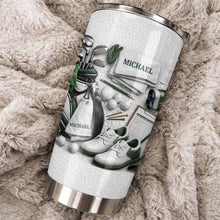 Golf Enthusiast Personalized Tumbler Featuring Clubs and Balls - Personalized Custom Stainless Steel Tumbler 20oz 30oz - GOLF012_TB