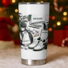 Golf Enthusiast Personalized Tumbler Featuring Clubs and Balls - Personalized Custom Stainless Steel Tumbler 20oz 30oz - GOLF012_TB