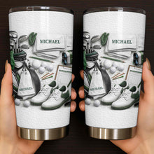 Golf Enthusiast Personalized Tumbler Featuring Clubs and Balls - Personalized Custom Stainless Steel Tumbler 20oz 30oz - GOLF012_TB