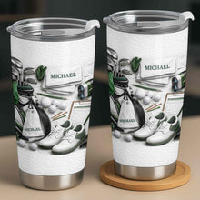 Golf Enthusiast Personalized Tumbler Featuring Clubs and Balls - Personalized Custom Stainless Steel Tumbler 20oz 30oz - GOLF012_TB