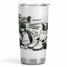 Golf Enthusiast Personalized Tumbler Featuring Clubs and Balls - Personalized Custom Stainless Steel Tumbler 20oz 30oz - GOLF012_TB