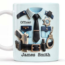 Officer, Police Uniform, Badge and Handcuffs - Personalized Custom Coffee Mug - GRAD268_MG