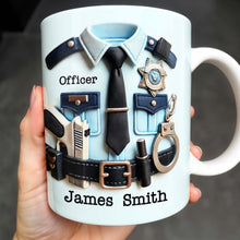 Officer, Police Uniform, Badge and Handcuffs - Personalized Custom Coffee Mug - GRAD268_MG