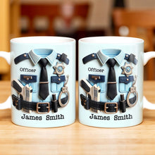 Officer, Police Uniform, Badge and Handcuffs - Personalized Custom Coffee Mug - GRAD268_MG