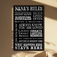 Nana's Rules Grandchildren Welcome Anytime Hugs Given Often Typography Poster - Personalized Custom Vertical Poster - GRM130_VPOS