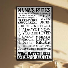 Nana's Rules Grandchildren Welcome Anytime Hugs Given Often Typography Poster - Personalized Custom Vertical Poster - GRM130_VPOS