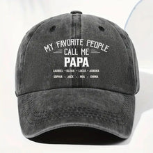 My Favorite People Call Me Papa Cap - Personalized Custom Washed Denim Cap - GRP044_WDCAP