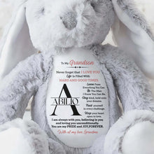 To My Grandson, Never forget that I LOVE YOU, Stuffed Bunny - Personalized Stuffed Bunny - GSN002_BUN