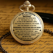 To My Grandson, Watching You Grow, Love From Grandma - Personalized Custom Pocket Watch - GSN002_GWATCH