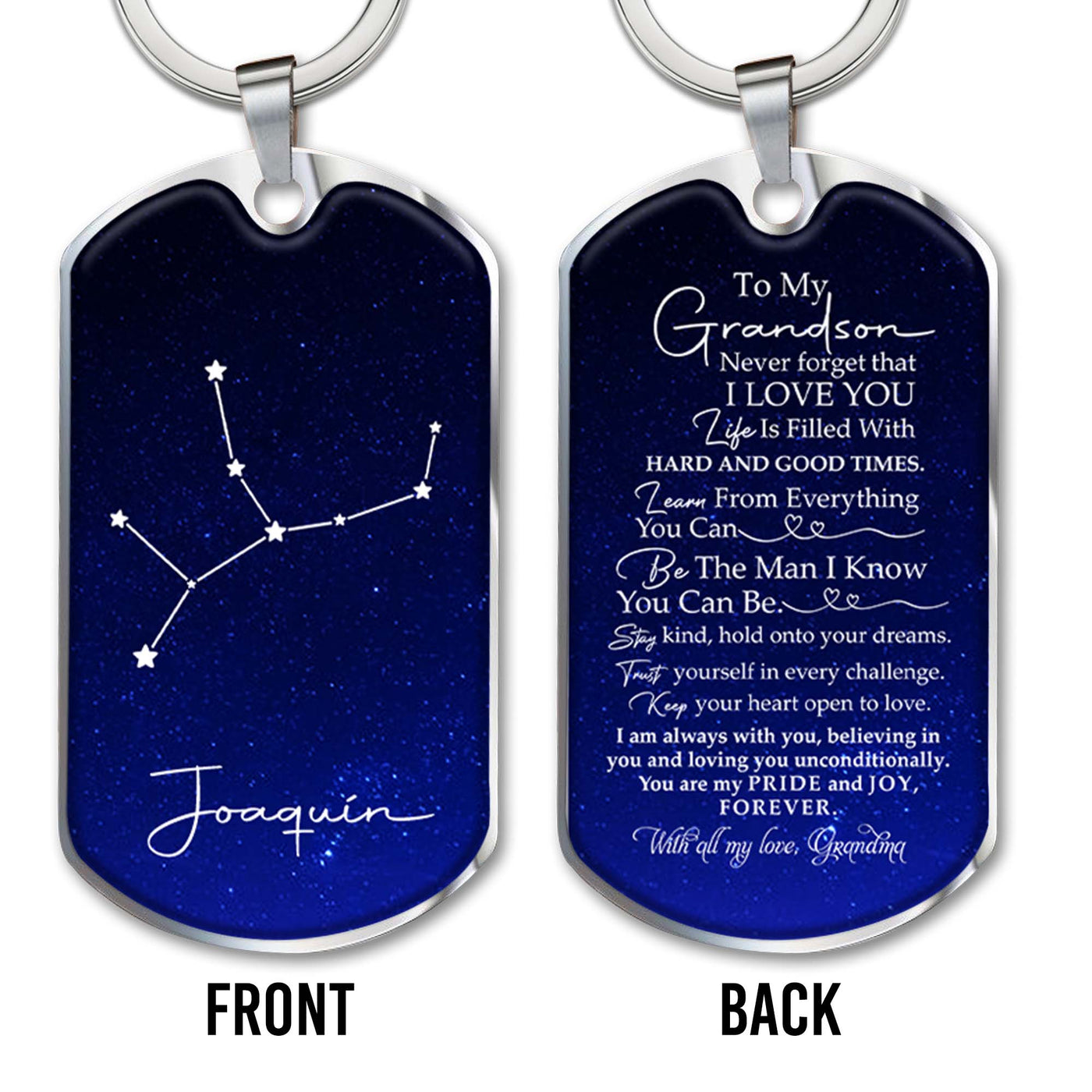 Grandson Pride and Joy Constellation Love and Inspiration - Personalized Custom Keychain - GSN002_KCH