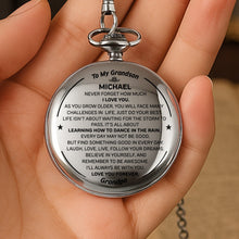 To My Grandson Never Forget How Much I Love You - Personalized Silver Plated Pocket Watch - GSN009_SWATCH
