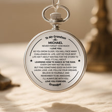 To My Grandson Never Forget How Much I Love You - Personalized Silver Plated Pocket Watch - GSN009_SWATCH