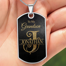 To My Grandson Custom Split Initial Monogram Name - Personalized Custom Dog Tag Necklace - GSN070_DTNECK