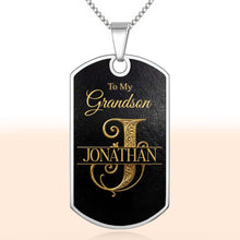 To My Grandson Custom Split Initial Monogram Name - Personalized Custom Dog Tag Necklace - GSN070_DTNECK
