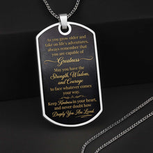 To My Grandson Initial Name Scrollwork Design - Personalized Custom Dog Tag Necklace - GSN091_DTNECK