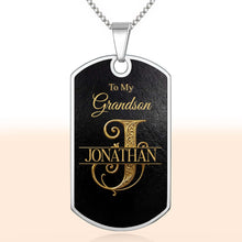 To My Grandson Initial Name Scrollwork Design - Personalized Custom Dog Tag Necklace - GSN091_DTNECK