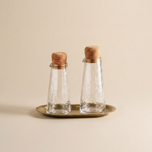Glass Carafe Set with Brass Tray